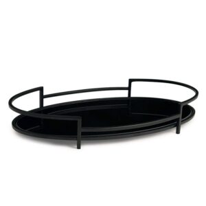 BANDEJA PRETA EM METAL OVAL M