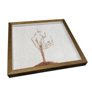 QUADRO PLANTIO BORDADO EM LINHO