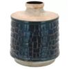 VASO CERAMICA AZUL COM BASE CRU