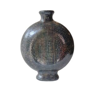 VASO REDONDO PRETO COM CERA DE ABELHA