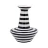 VASO LISTRADO PRETO E BRANCO CERAMICA 20x16x16