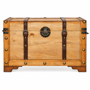 Baú de Madeira Grande com Metal e Couro | Decorativo Rústico