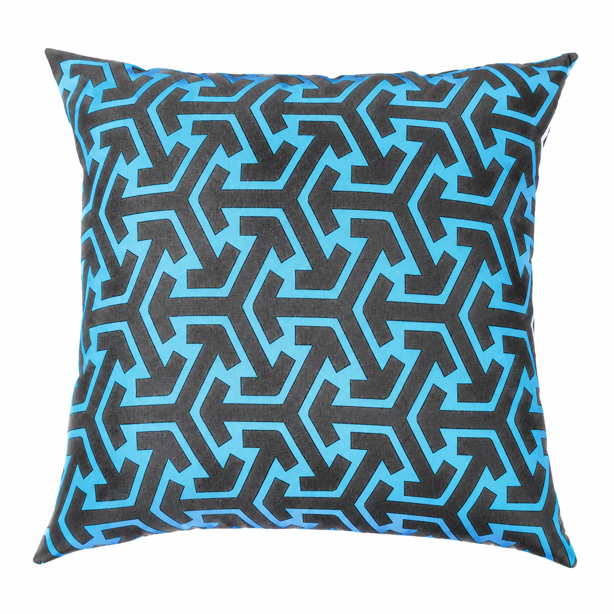 ALMOFADA AZUL E PRETA GEOMETRICA