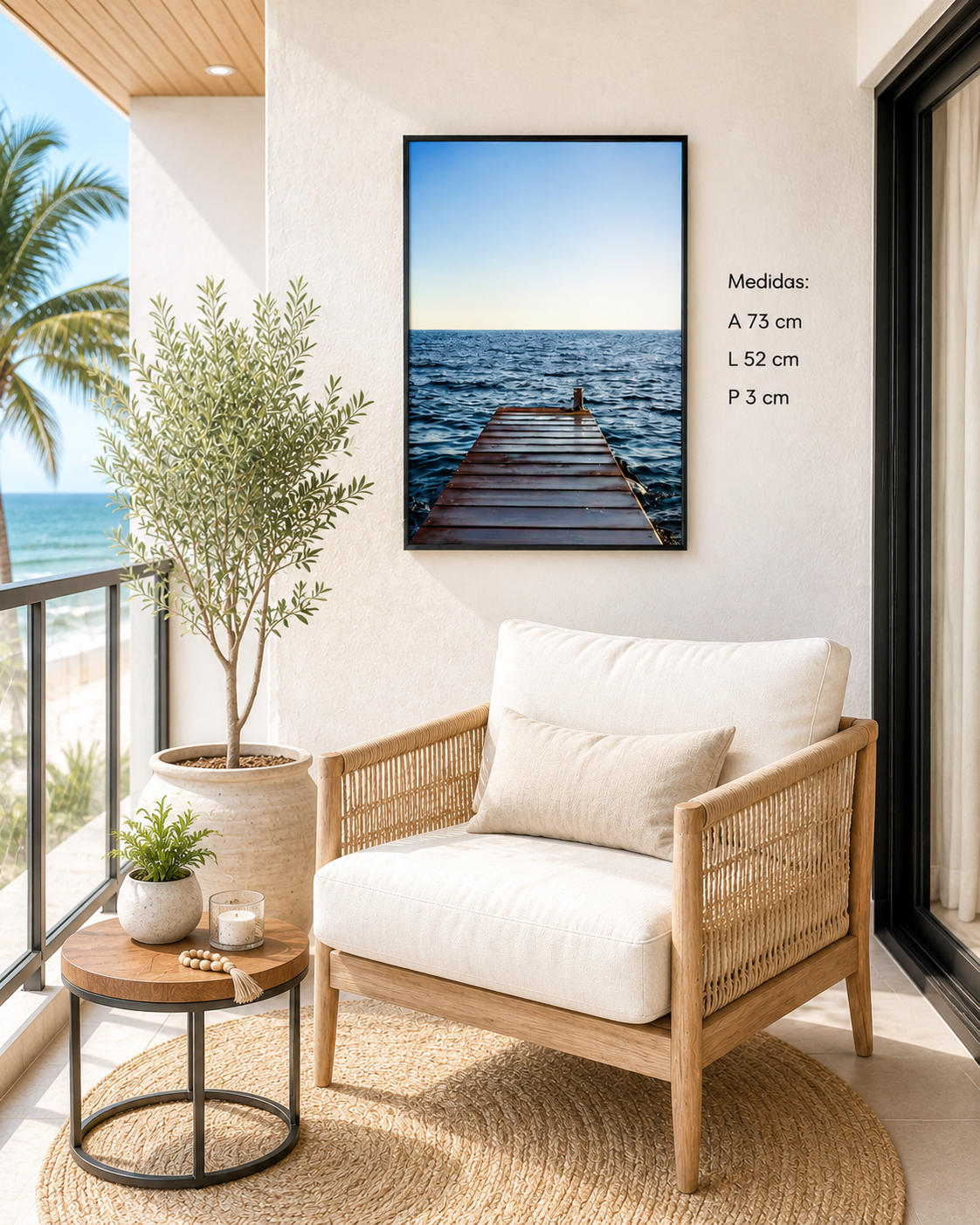QUADRO IMAGEM MAR MOLDURA CAIXA COM VIDRO - Imagem 2