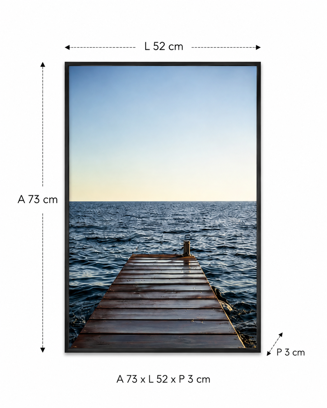QUADRO IMAGEM MAR MOLDURA CAIXA COM VIDRO - Imagem 3