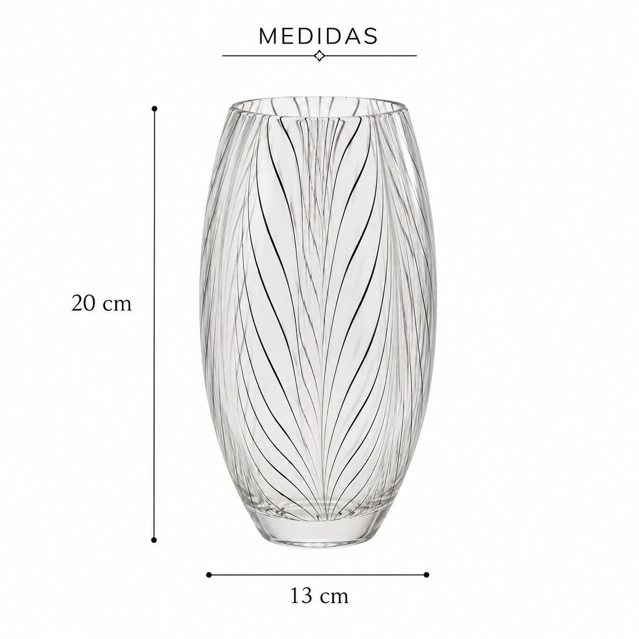 VASO DE VIDRO TRANSPARENTE DE LISTRAS PRETAS - Imagem 3