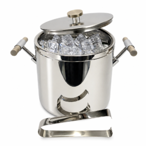 BALDE PARA GELO EM ACO INOX COM PINCA