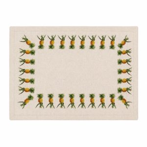 JOGO AMERICANO LINHO COR CRU DESENHO  ABACAXI