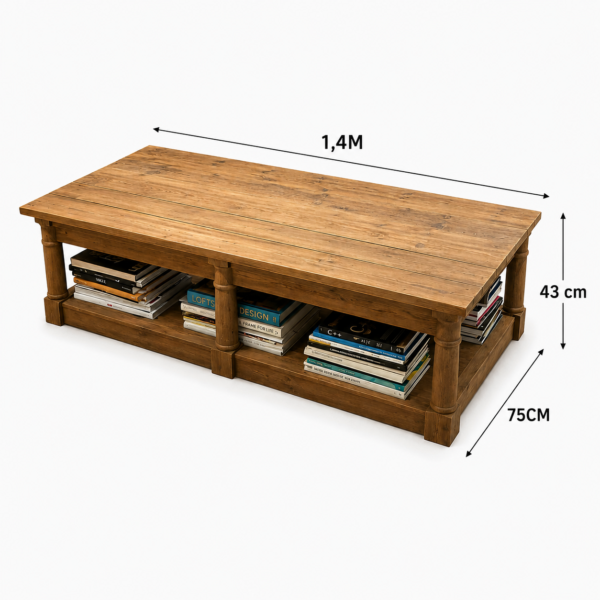 Mesa de Centro em Madeira Rústica 1,40m - Imagem 4