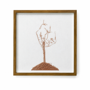QUADRO PLANTIO BORDADO EM LINHO