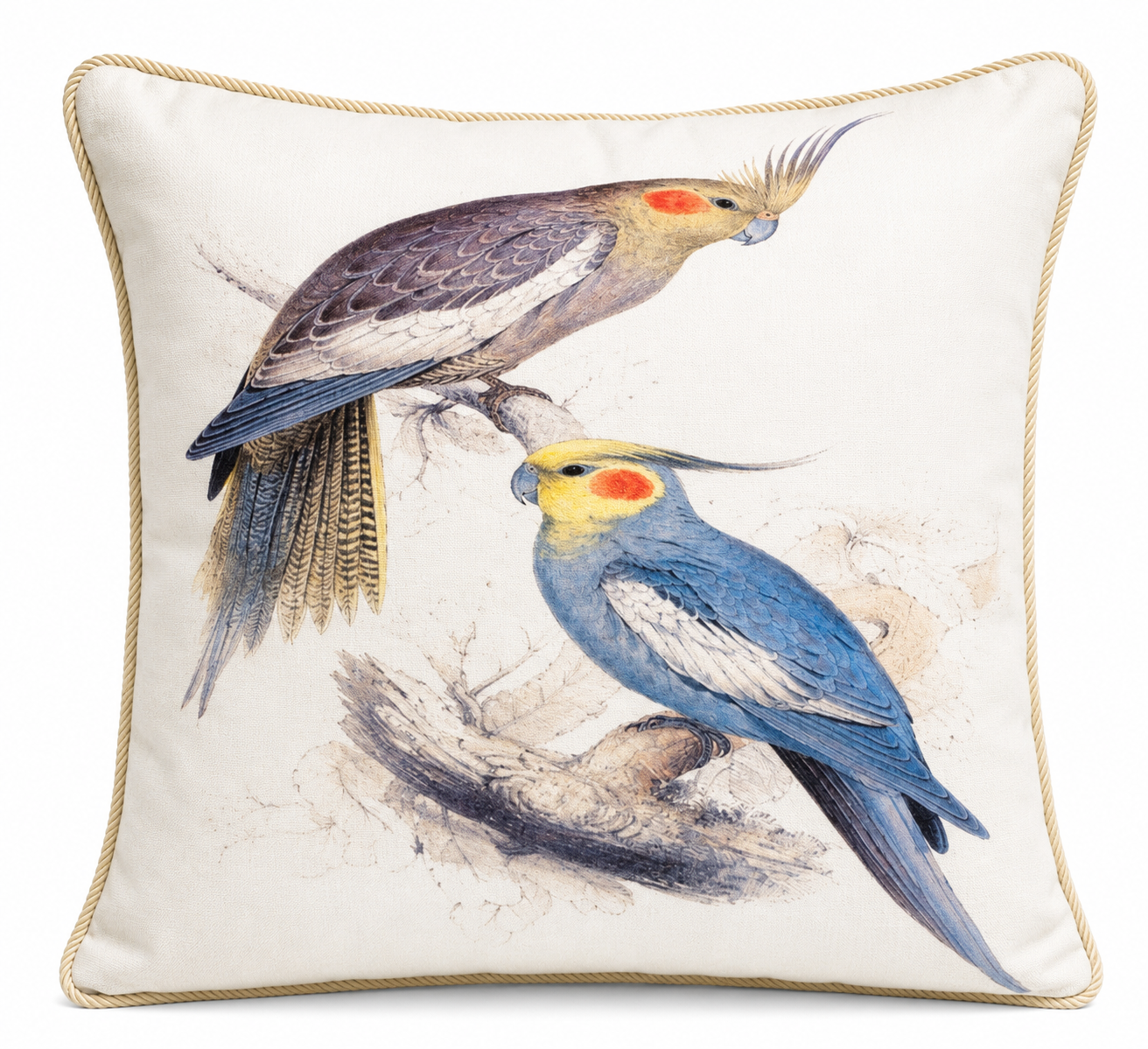 ALMOFADA AVES TROPICAIS 2 PÁSSAROS