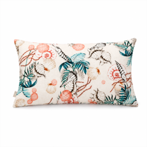 Almofada Retangular Decorativa Marine com Conchas e Folhagens