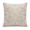 Almofada Decorativa Bege Bordada em Suede