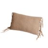 ALMOFADA RIM TRICOT CRU FRANJAS CAQUI