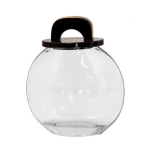 VASO VIDRO TAMPA PRETA M