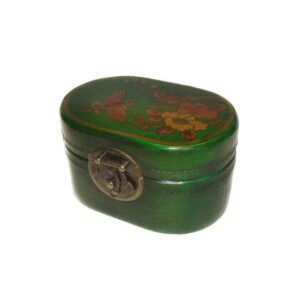 CAIXA DE MADEIRA EM COURO VERDE 31X31X16