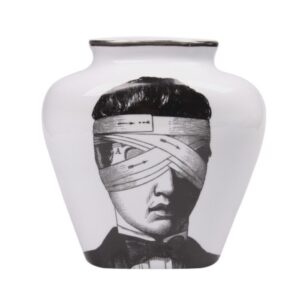 VASO CERÂMICA BRANCA ROSTO ESTAMPADO