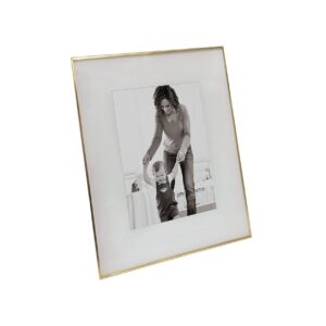 PORTA RETRATO EM VIDRO E METAL DOURADO 18CM X 1CM X 23CM