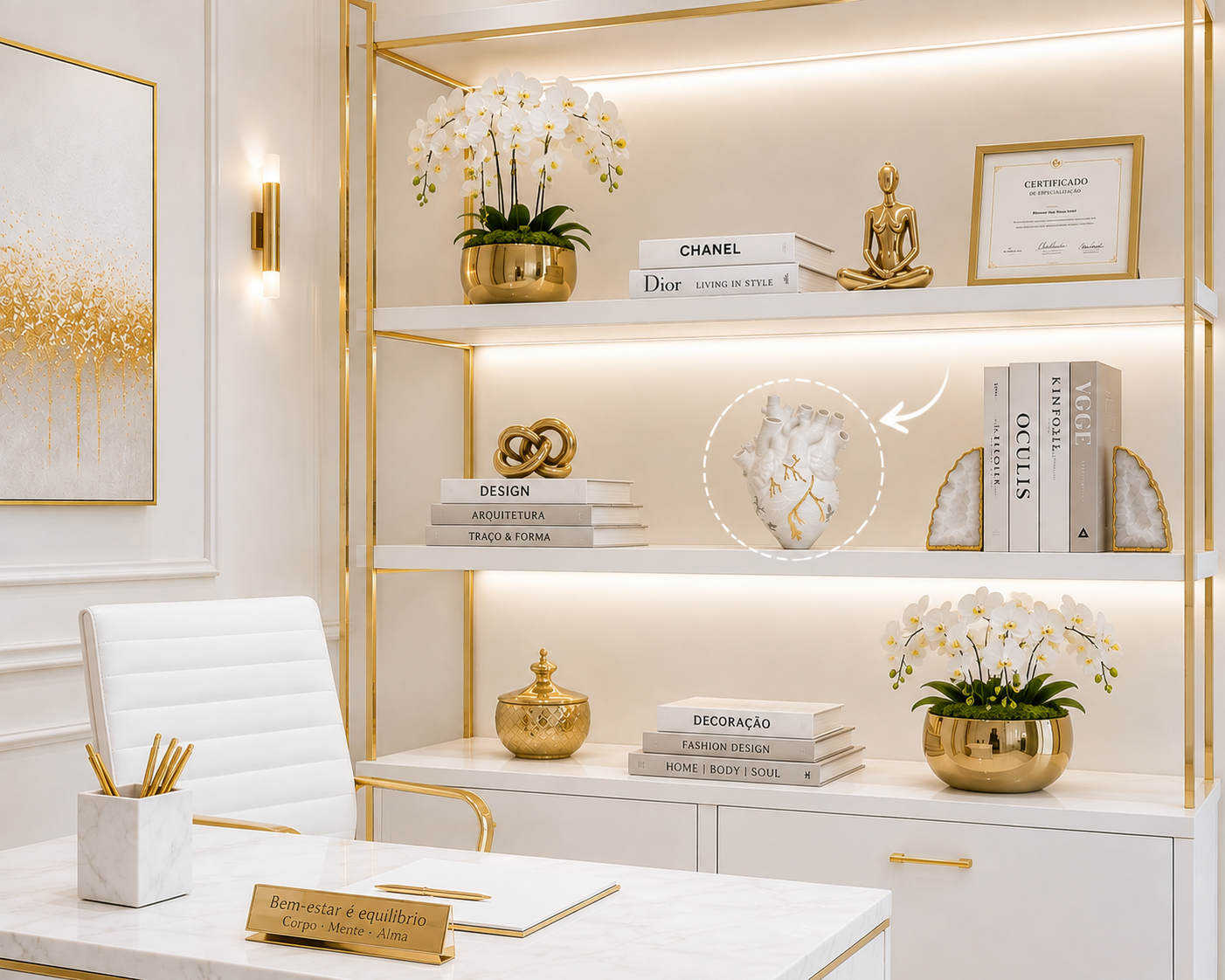 Vaso Coração Porcelana com Detalhes Dourados - Imagem 3