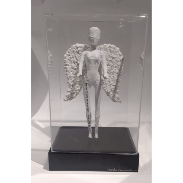 ESCULTURA ANJO EM PE COM BASE PRETA