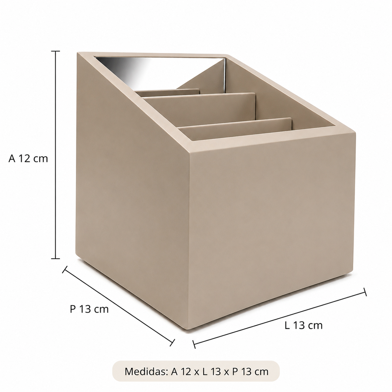 Porta Maquiagem Decorativo Bege com Espelho - Imagem 4