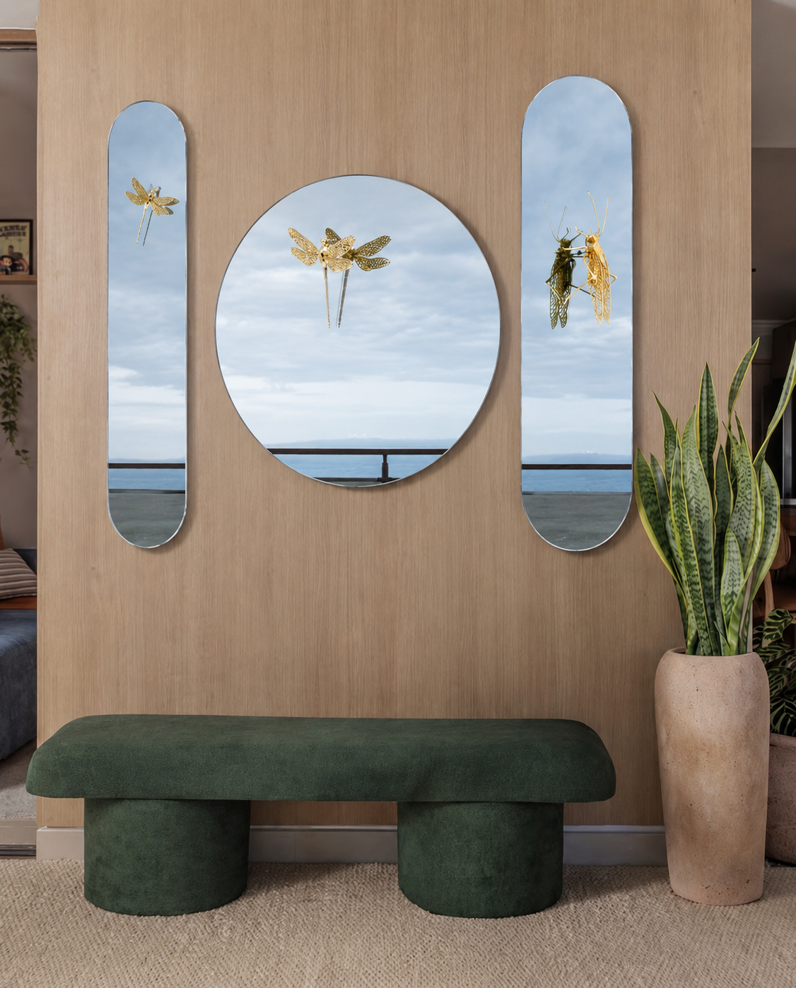 Espelho Oval Gafanhoto Decorativo – Design Contemporâneo Assinado por Sui Design - Imagem 3