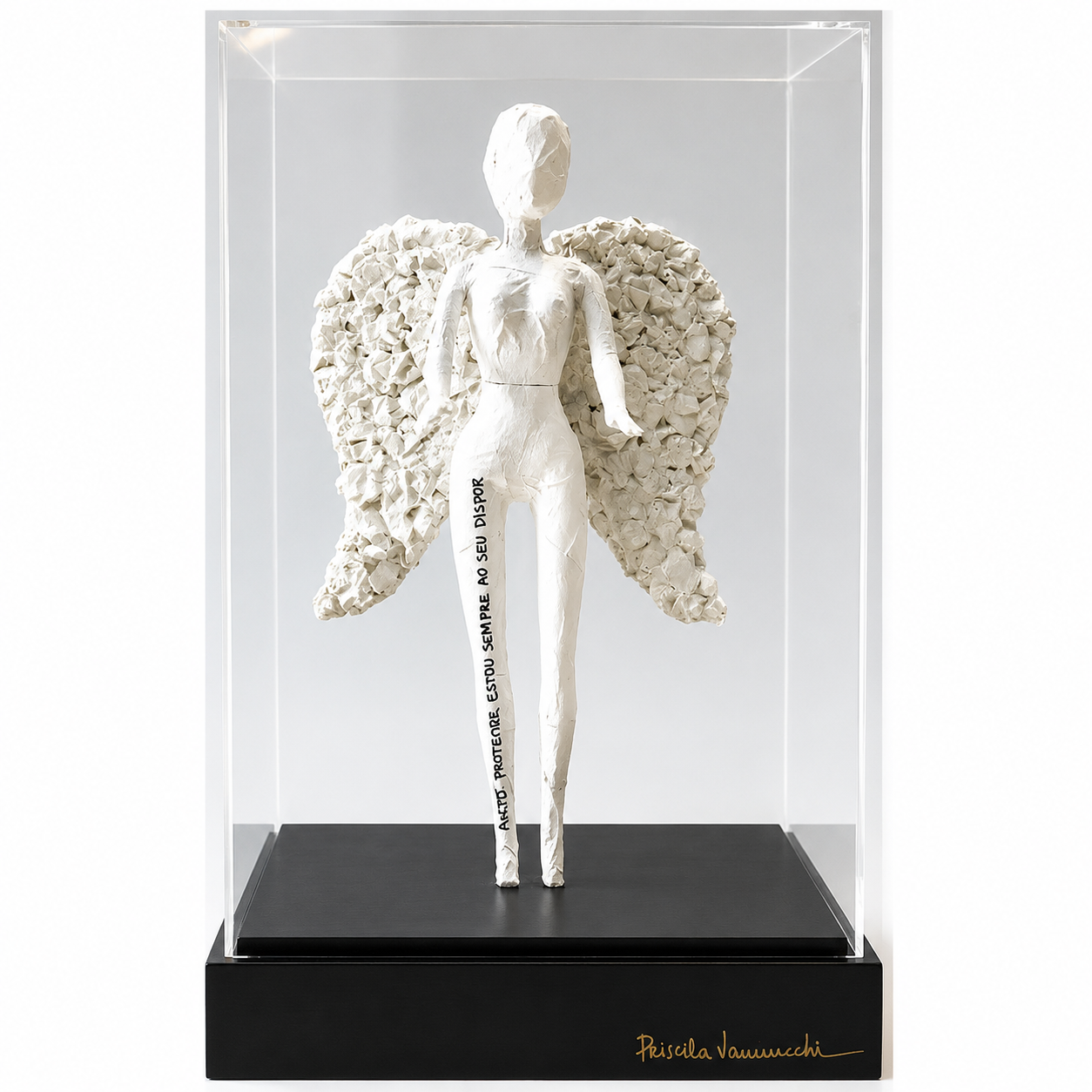 ESCULTURA ANJO EM PE COM BASE PRETA