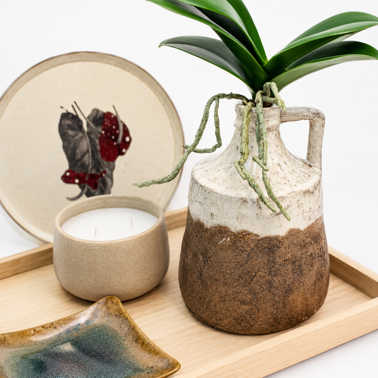 VASO GARRAFA CERAMICA COM ALCA BICOLOR EGEO M - Imagem 2