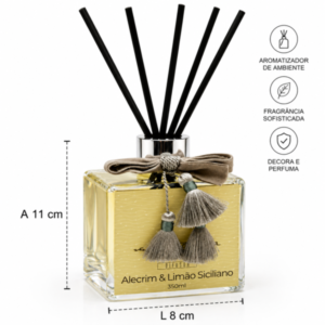 Alternative view of AROMATIZADOR  QUADRADO VIDRO -ALECRIM  LIMAO SICILIANO -  350ML