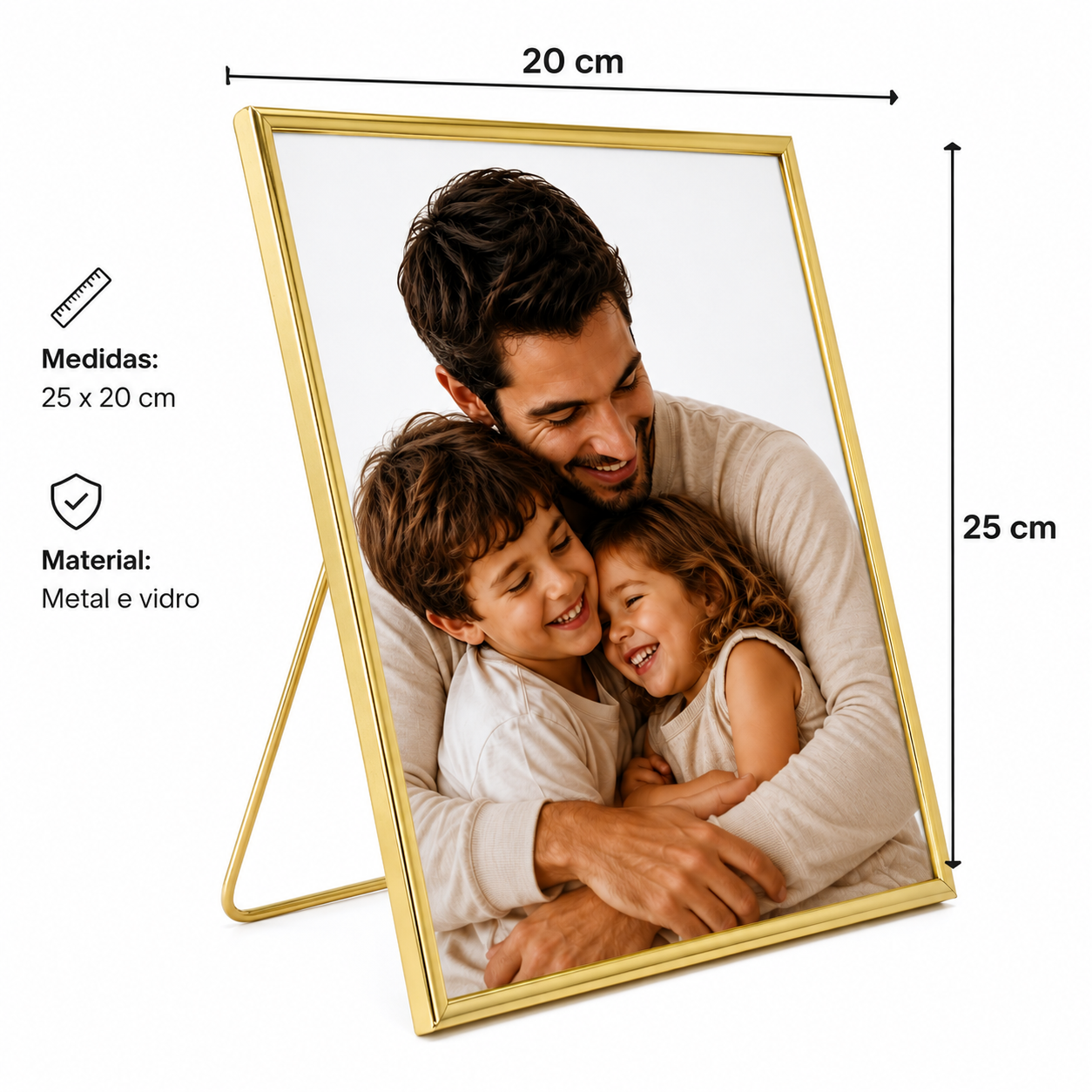 Porta-Retrato Metal Dourado com Vidro - Imagem 3