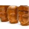 Conjunto de Esculturas Decorativas em Madeira | Rostos Esculpidos Artesanais