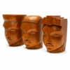 Conjunto de Esculturas Decorativas em Madeira | Rostos Esculpidos Artesanais