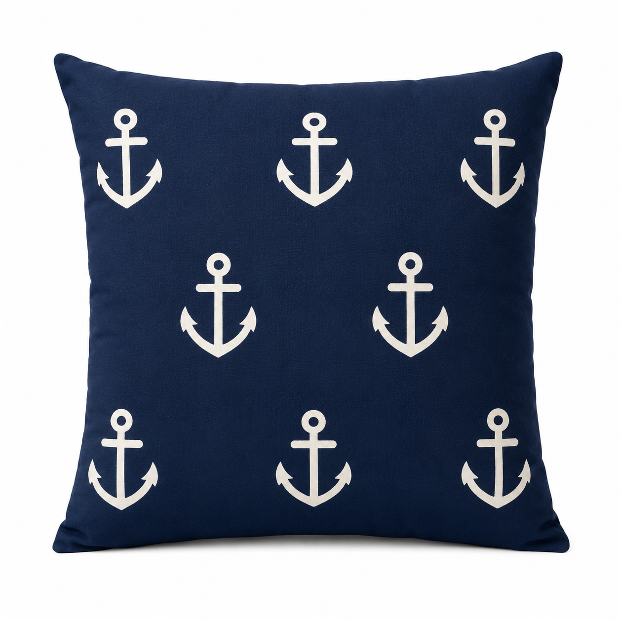Almofada Azul com Estampa de Âncoras em Suede
