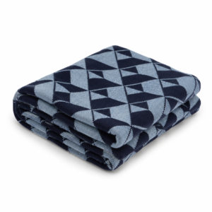 Manta Decorativa Azul Geométrica para Sofá e Poltrona