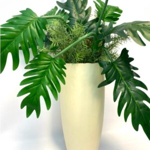 Alternative view of VASO EM CERÂMICA BEGE BORDA DOURADA M