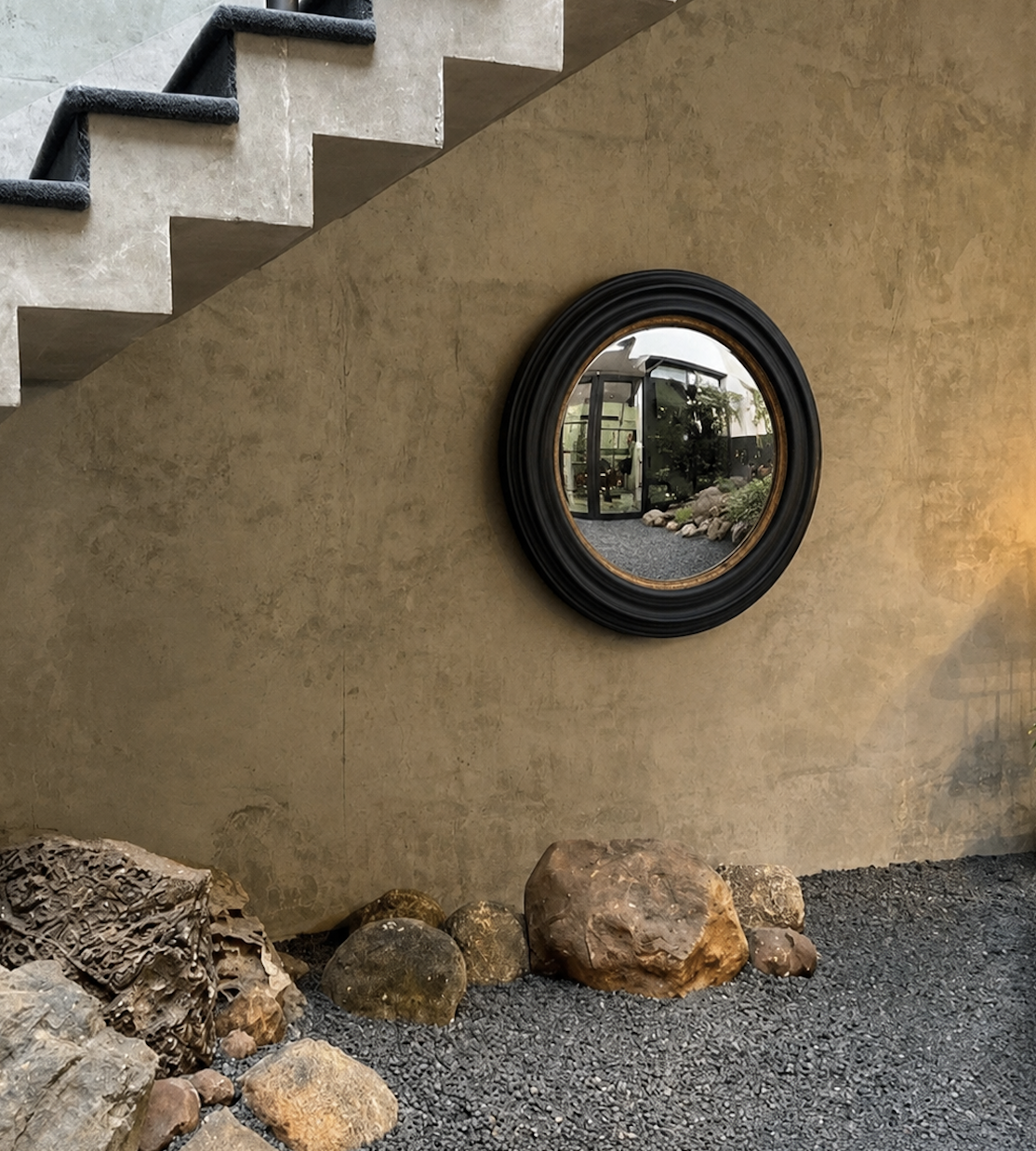 Espelho Côncavo Decorativo Preto com Dourado - Imagem 2