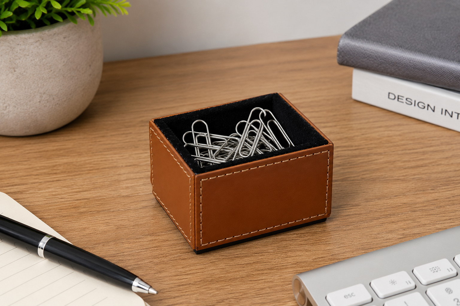 PORTA CLIPS QUADRADO MARROM - Imagem 3