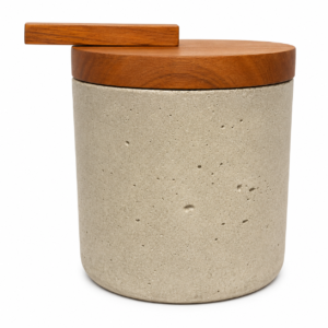 VASO / BASE CONCRETO / TAMPO MADEIRA NATURAL M