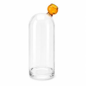 VASO DE VIDRO TRANSPARENTE PONTA  LARANJA ( 23 CM )
