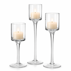 CASTIÇAL TAÇA COPO CRYSTAL - JOGO 3