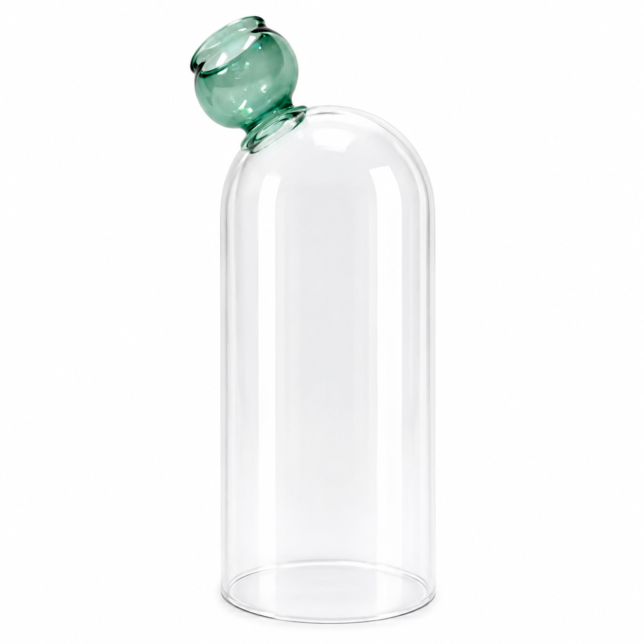 Vaso vidro transparente detalhe verde