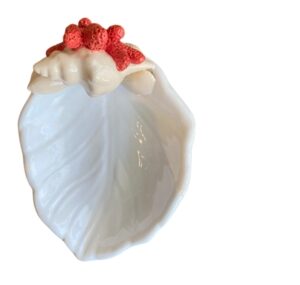 PETISQUEIRA BRANCA FOLHA CERÂMICA CORAL LARANJA