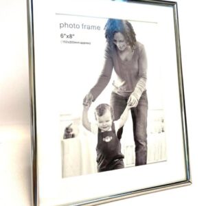 Porta retrato em metal prateado