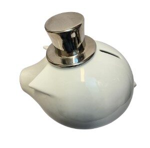 Alternative view of COFRE PORCELANA PORQUINHO CHAPÉU PRATA
