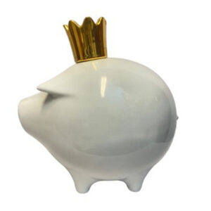 Alternative view of COFRE PORCELANA PORQUINHO CHAPÉU DOURADO