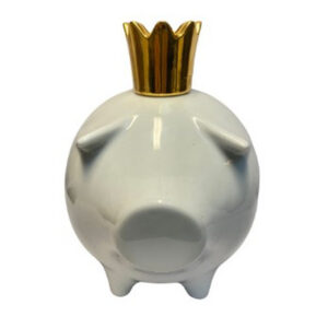 COFRE PORCELANA PORQUINHO CHAPÉU DOURADO