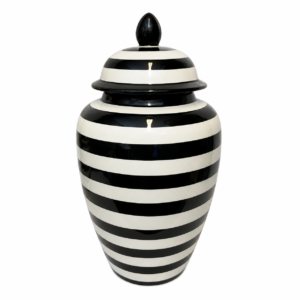 POTICHE DE CERAMICA PRETO E BRANCO M