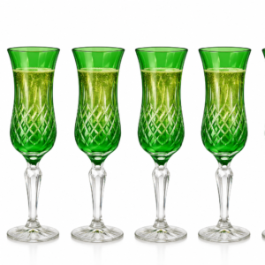 TAÇAS  DE VIDRO CHAMPAGNE VERDE  6 PCS
