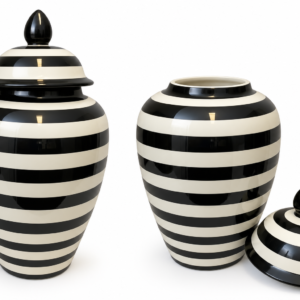 POTICHE DE CERAMICA PRETO E BRANCO M