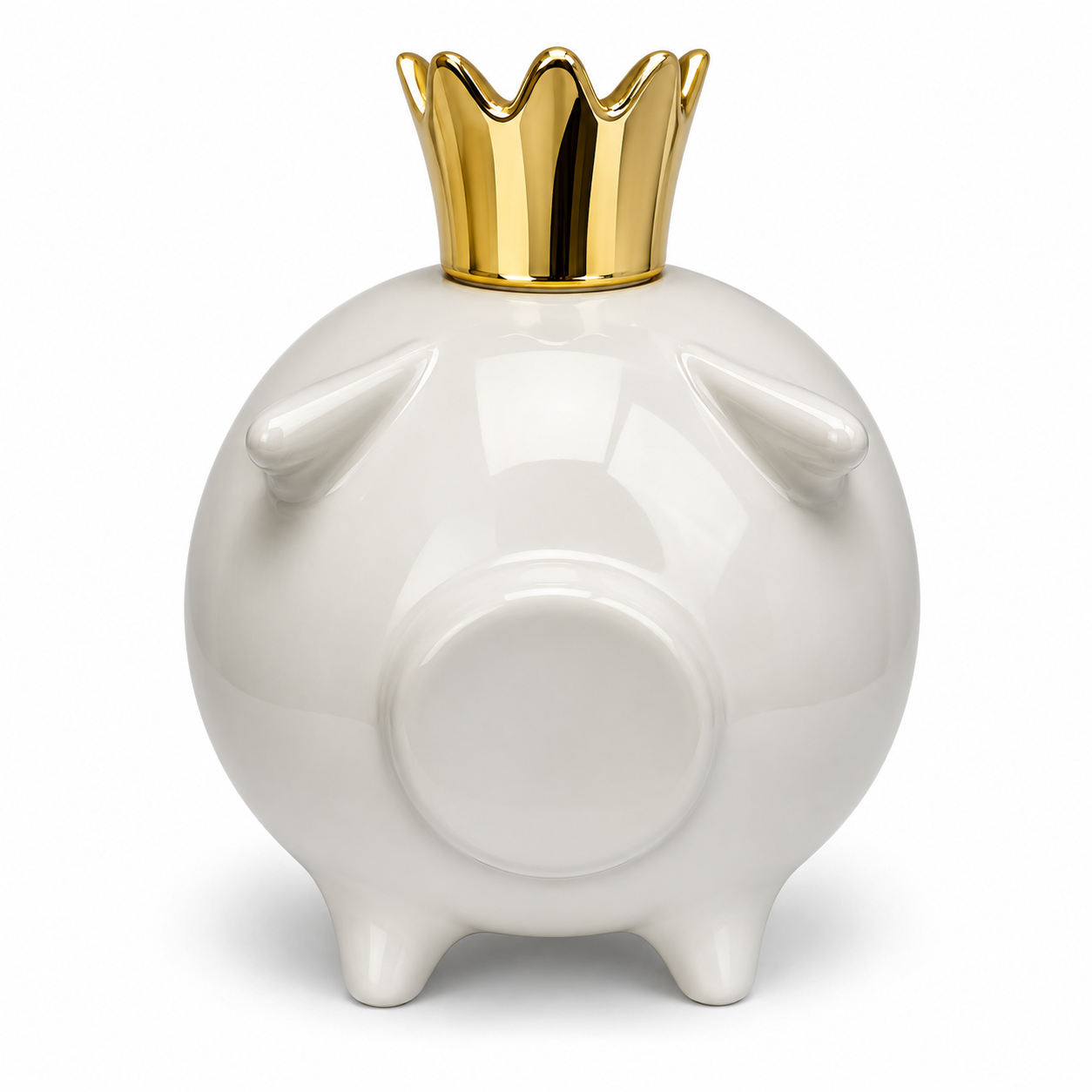 Cofre Porquinho em Porcelana com Chapéu Dourado